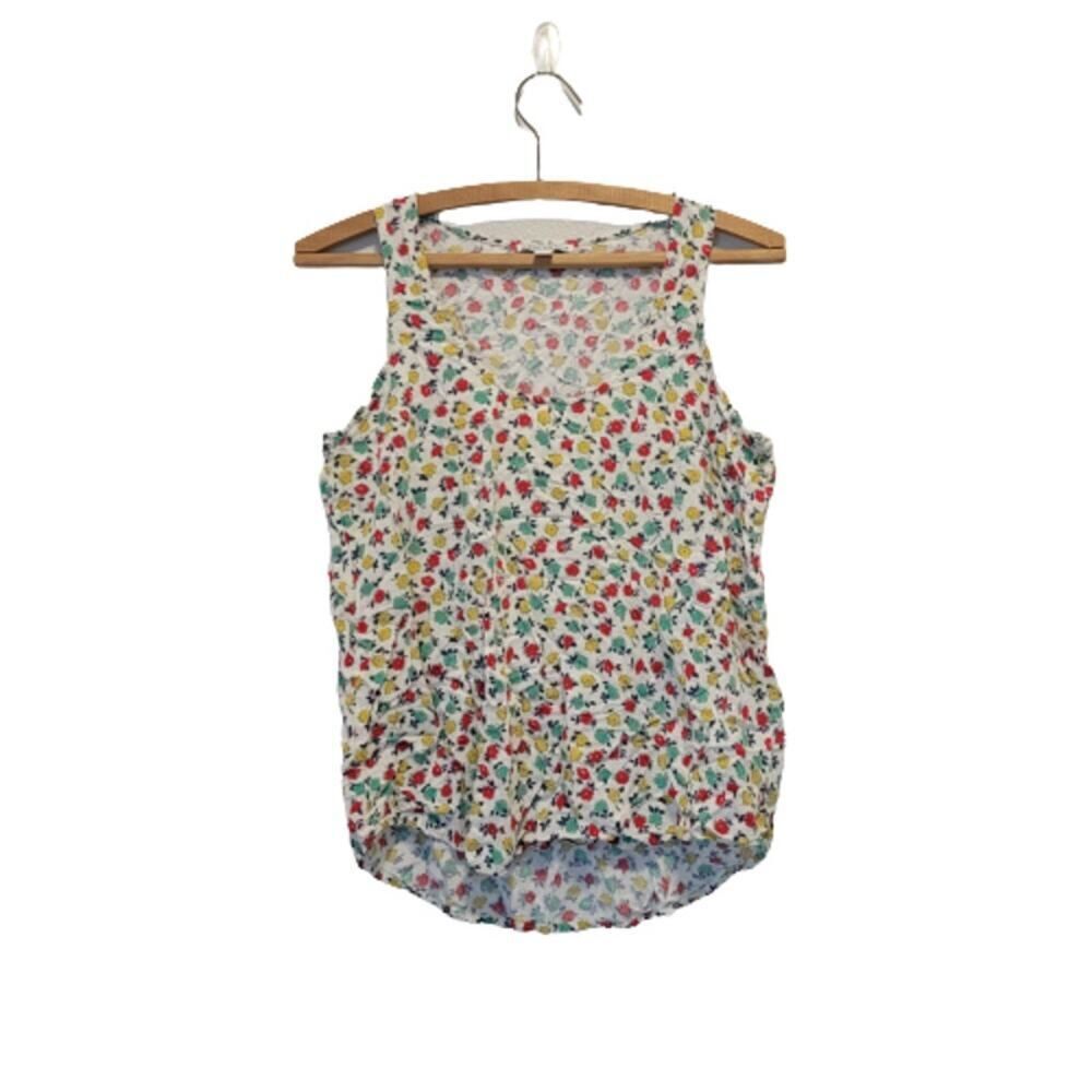 J.Crew J Crew Colorful Cute Floral Tank Top White Red Size XS Preppy